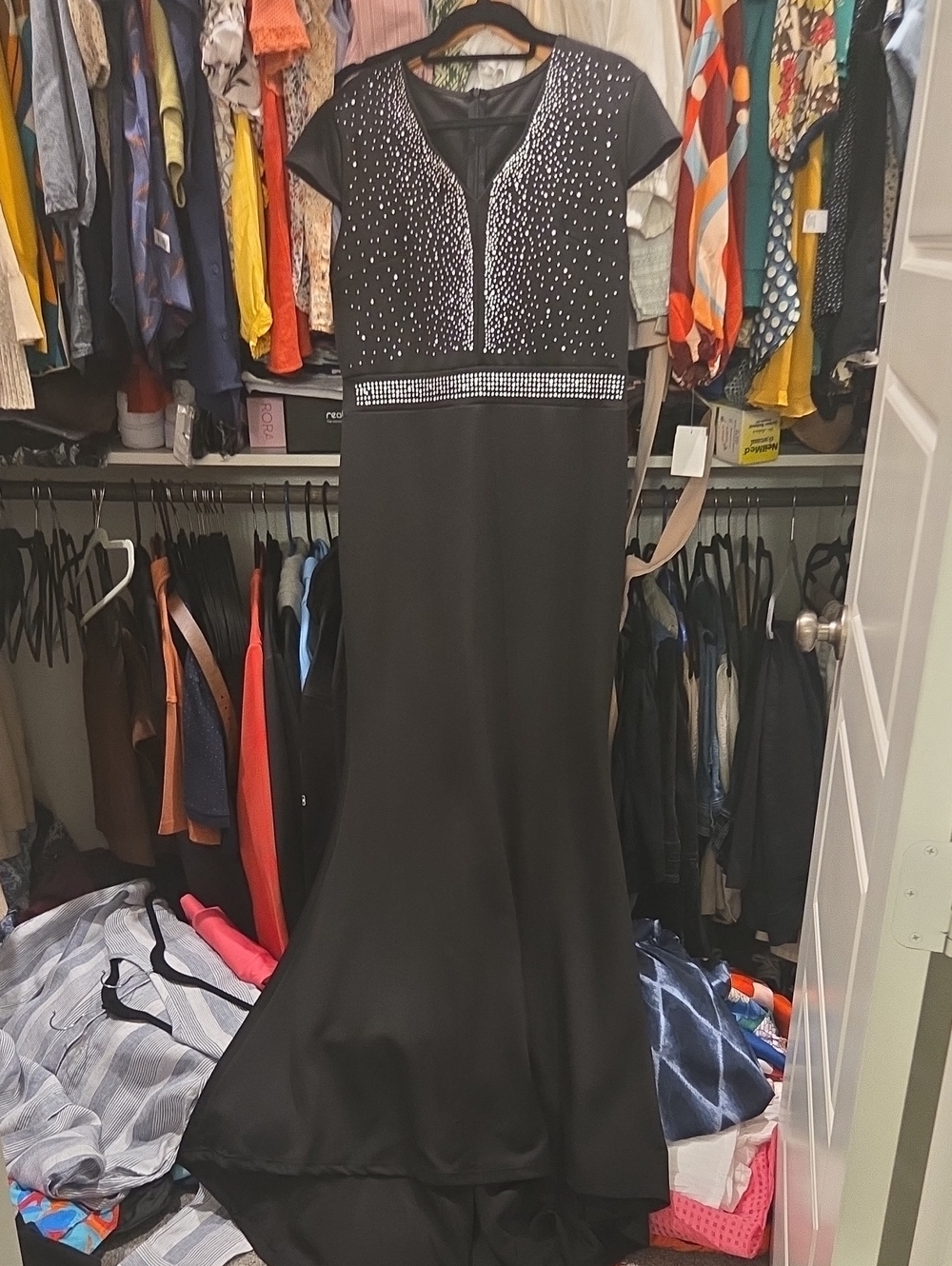 Black Embellished Evening Gown for Women